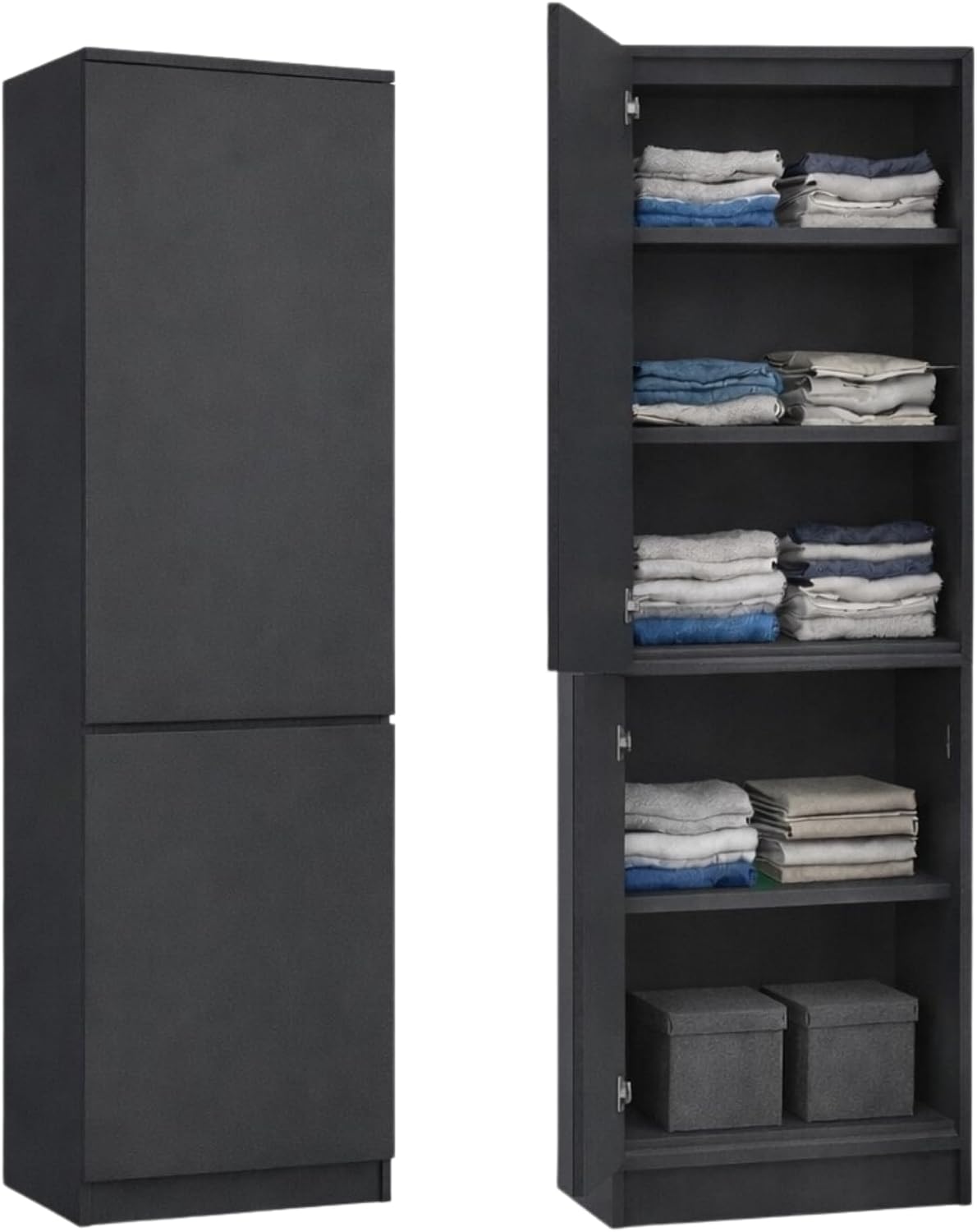 Home Collective Armadio, 2 ante, 5 ripiani, 50 × 40 × 180 cm, Antracite, legno, per ufficio
