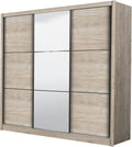 Armadio guardaroba Arredo Stock, con ante scorrevoli, 242 × 60 × 215 cm, 3 ante, Rovere, legno, per camera da letto
