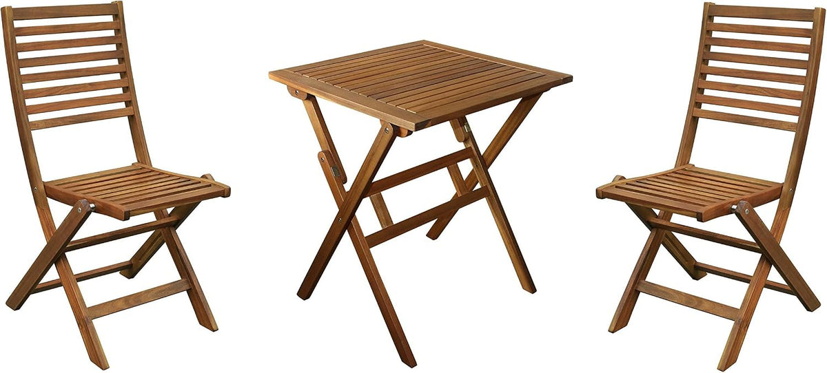 Set da pranzo MICHELE SOGARI, pieghevole, 60 × 60 × 72 cm, 45 × 57,5 × 89 cm, 2 sedie, legno, per giardino e terrazzo