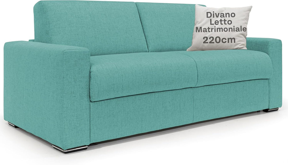 Divano letto Divani.Store, H20, 160 × 197 cm, Verde, matrimoniale, tessuto, per soggiorno