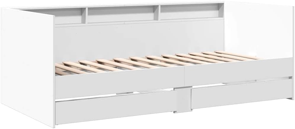 vidaXL Divano letto, 90 × 190 cm, Bianco, legno, materasso non incluso, per soggiorno