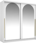 Armadio Vente-unique, 200 × 215 × 60 cm, Bianco, 2 ante, con ante scorrevoli, legno