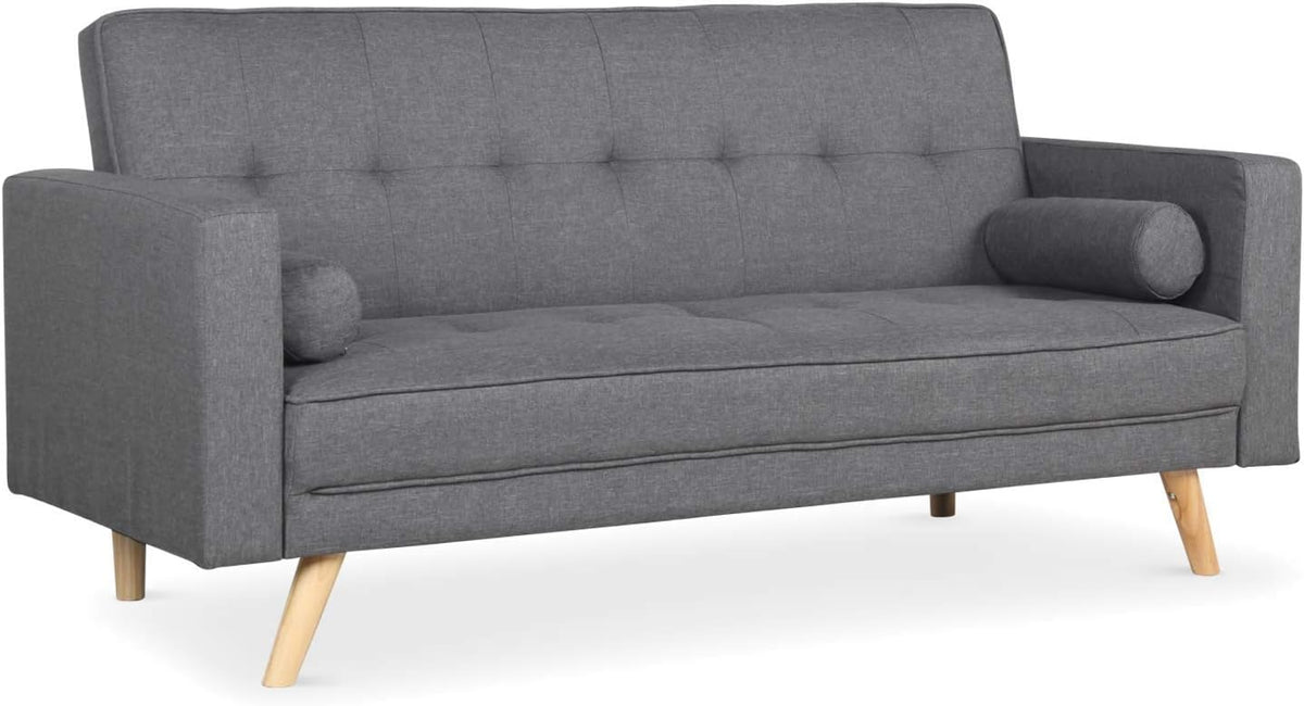 Divano Menzzo, trasformabile, 186 × 75 × 89 cm, Grigio scuro, tessuto, per soggiorno
