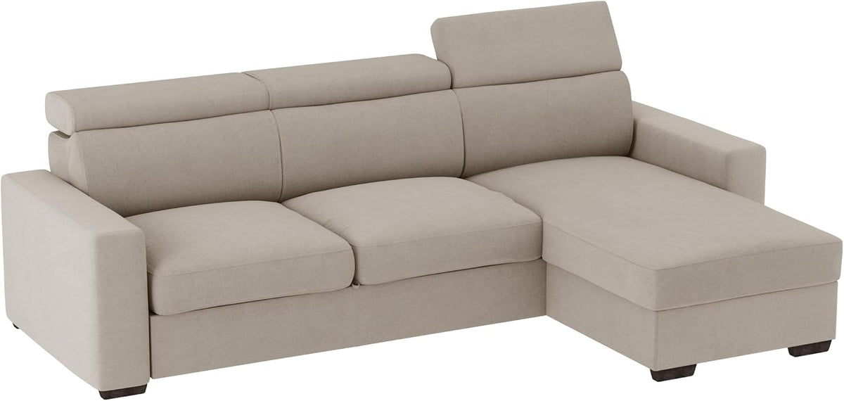 Divano ALFASOFA, 235 × 151cm, Tortora, legno massello, per soggiorno