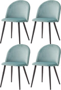 GrandCA HOME Set di sedie da pranzo, 4 sedie, 47,5 × 43 × 80 cm, Nero/Verde, metallo, velluto, per sala da pranzo e cucina