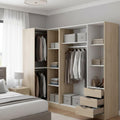 Armadio guardaroba Dmora, 3 cassetti, 6 ripiani, 90,5 × 184 cm, Rovere, regolabile, per camera da letto