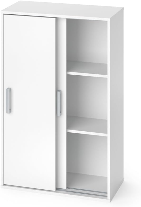 Armadio Vicco, 68 × 108,5 cm, Bianco, regolabile, con ante scorrevoli