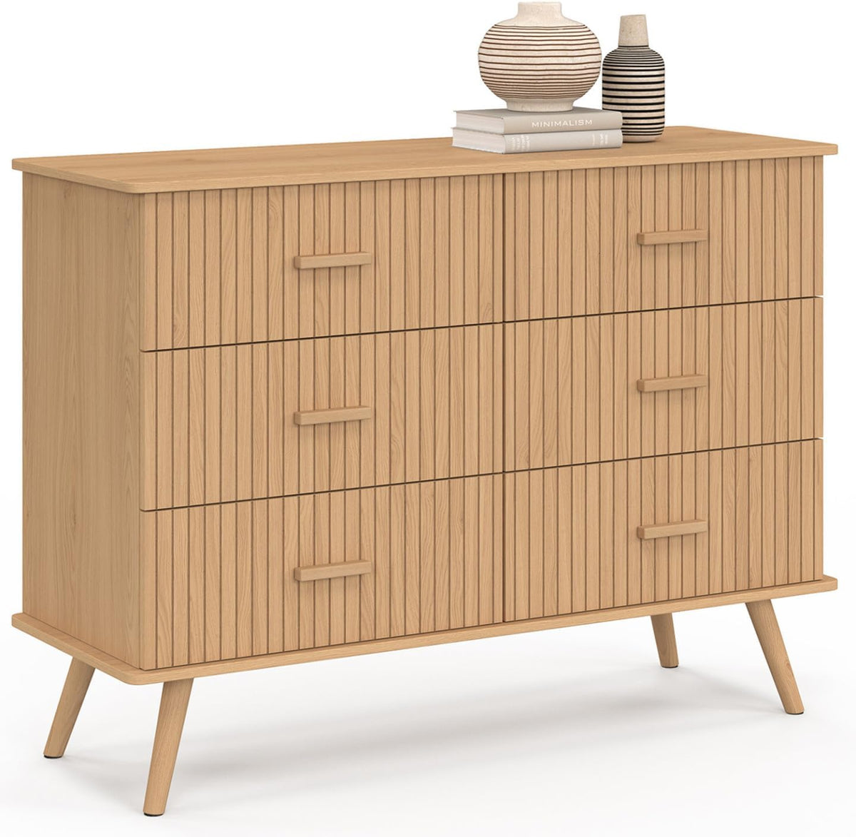 Comò e cassettiera IDMarket, 110 cm, Rovere, 6 cassetti, legno
