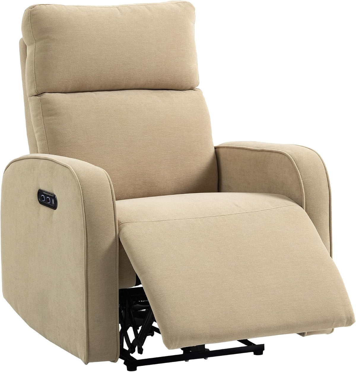 HOMCOM Poltrona reclinabile, Beige, ciniglia, con poggiapiedi, per soggiorno