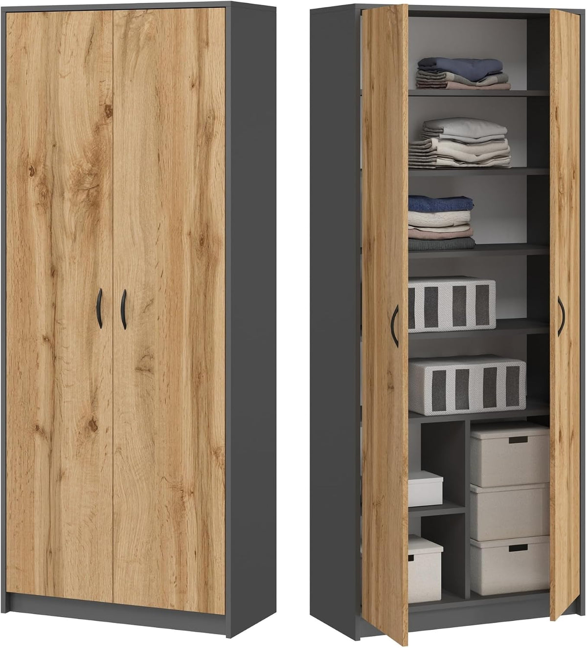 Scaffale Home Collective, Grigio, 74 × 180 × 35 cm, 52 × 35 cm, legno, per ufficio