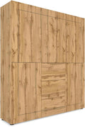 Itamoby Credenza, 5 ante, 3 cassetti, 150 × 35 × 165 cm, Rovere, per soggiorno