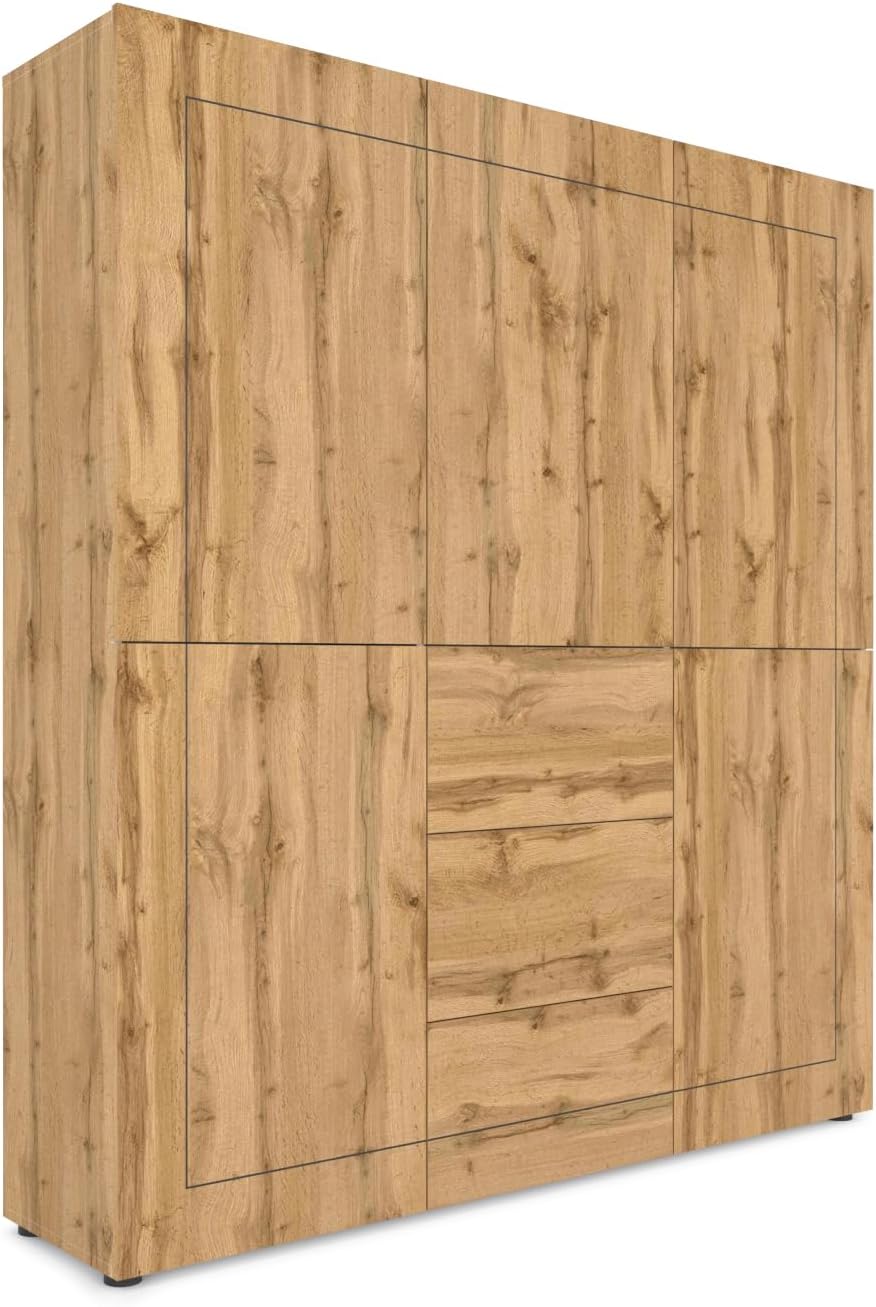 Itamoby Credenza, 5 ante, 3 cassetti, 150 × 35 × 165 cm, Rovere, per soggiorno