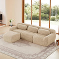 Divano angolare HMHKHN, 291 × 179 × 73 cm, tessuto, pelle, Kaki, con braccioli, per soggiorno