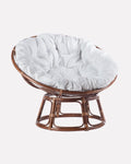 Poltrona DiKasa, 110 cm, Noce, con cuscino, rattan, per giardino e terrazzo