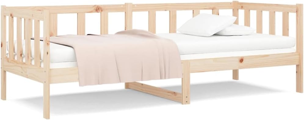 Divano letto, 193,5 × 96 × 66 cm, legno massello, Nero, con rete a doghe, per soggiorno