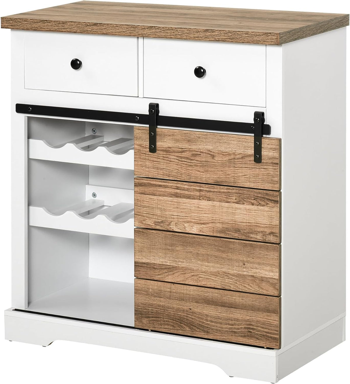 HOMCOM Credenza, 80 × 39 × 86 cm, 2 cassetti, Bianco, legno, per soggiorno