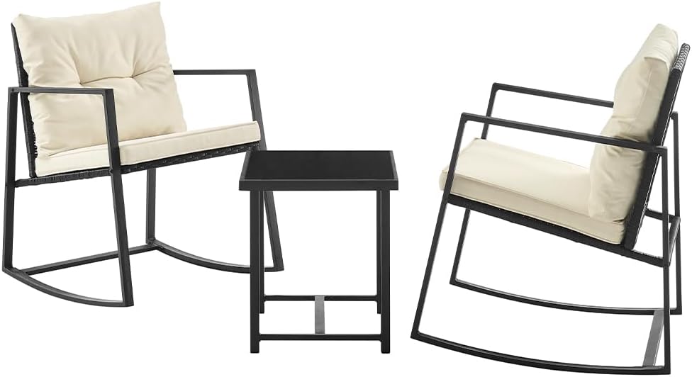 Shally Dogan Set da pranzo da giardino, 2 poltrone, rattan, con cuscini, per giardino e terrazzo