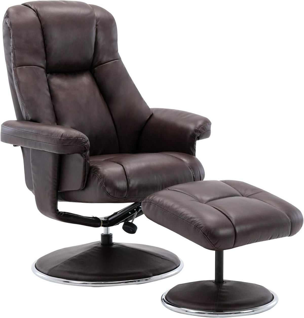Sedia Morris Living, pelle, Marrone, reclinabile, con poggiapiedi