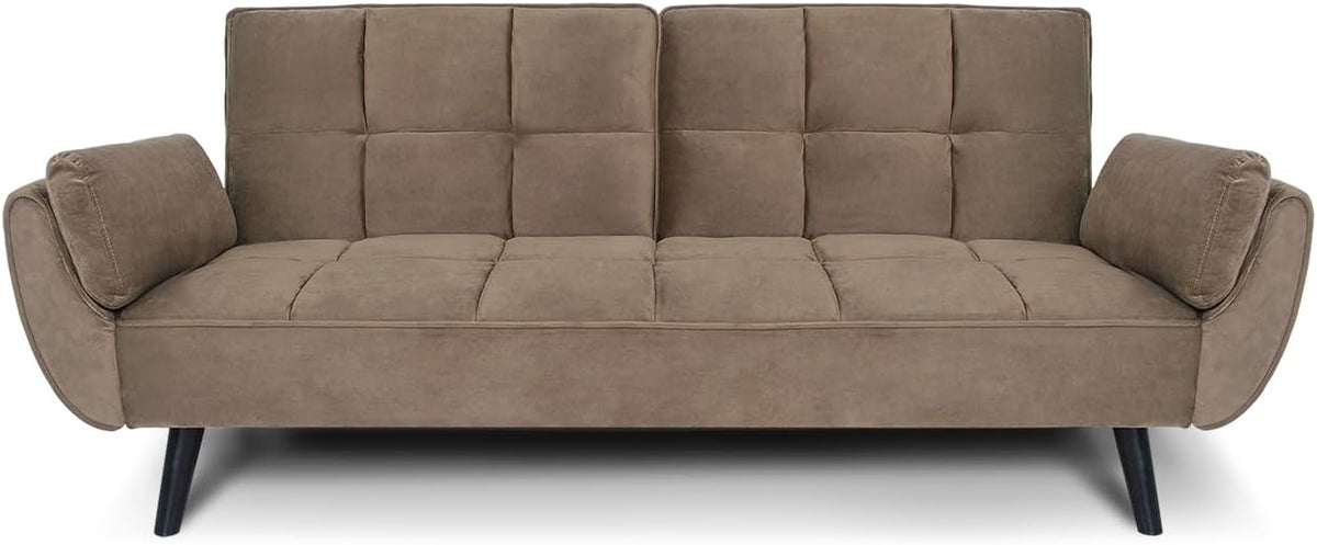 Divano letto SAMIRA, Ambra, 108 × 178 cm, Marrone, 3 posti, legno, velluto, per soggiorno