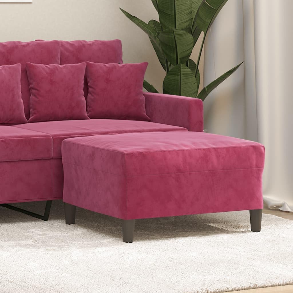 Divano Gecheer, con poggiapiedi, 70 × 55 × 41 cm, Rosso, velluto, per soggiorno
