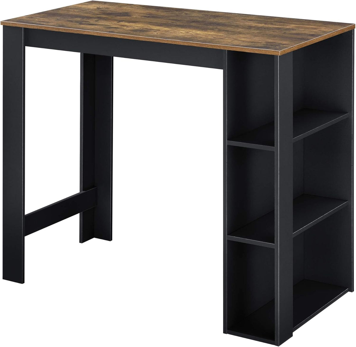 Tavolo da bar en.casa, 120 × 60 × 106 cm, 3 ripiani, Nero/Rovere, per sala da pranzo e cucina