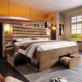 Lubvtti Letto, matrimoniale, 180 × 200cm, Rovere, legno, con contenitore, materasso non incluso, per camera da letto