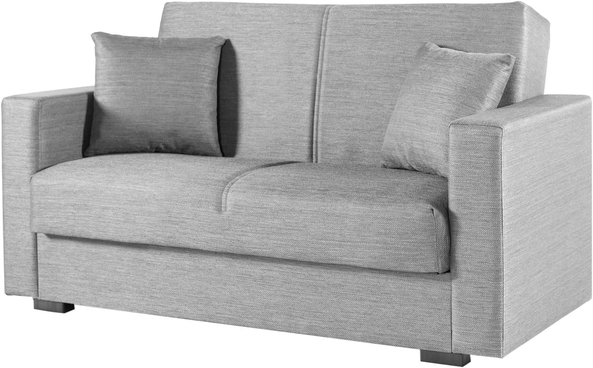 Arreditaly Divano letto, 3 posti, 184 × 103 cm, 214 × 80 × 87 cm, Grigio chiaro, con contenitore, per soggiorno