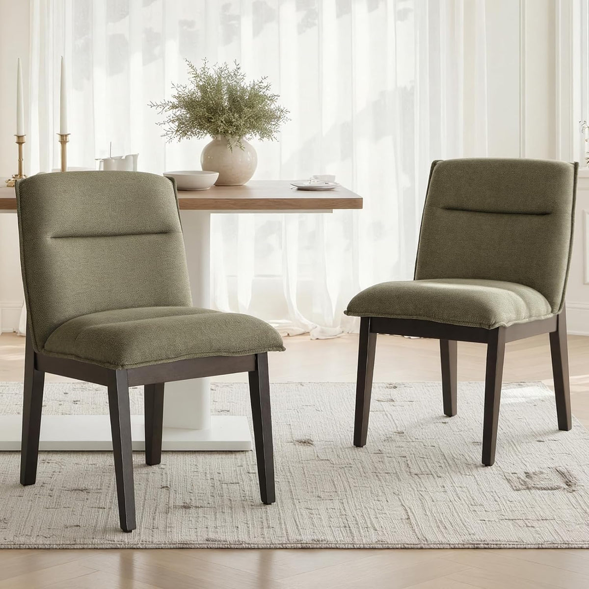 Sedia chairus, legno, tessuto, Verde, con braccioli, imbottita, per sala da pranzo e cucina
