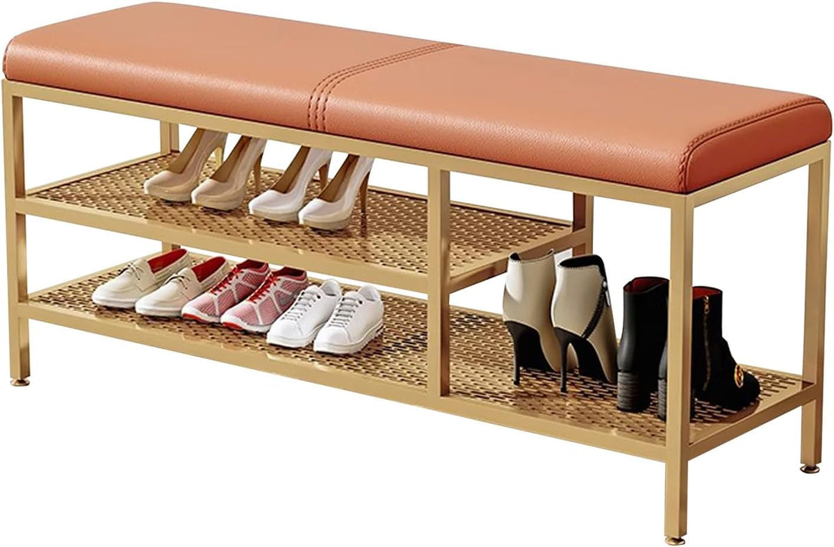 Panca ZGHQHCDRH, 100 × 32 × 47 cm, Arancione, similpelle, per soggiorno