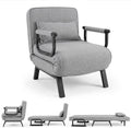 Poltrona letto COSTWAY, singolo, 4 in 1, 79 × 65 × 79 cm, lino, tessuto, Grigio chiaro, trasformabile, reclinabile, regolabile, pieghevole