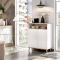 Credenza Dmora, 2 ante, Bianco e rovere, per soggiorno e sala da pranzo, 80x40h102 cm