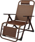 TCOYDS Poltrona, legno, rattan, reclinabile, pieghevole, con poggiatesta, per giardino e terrazzo