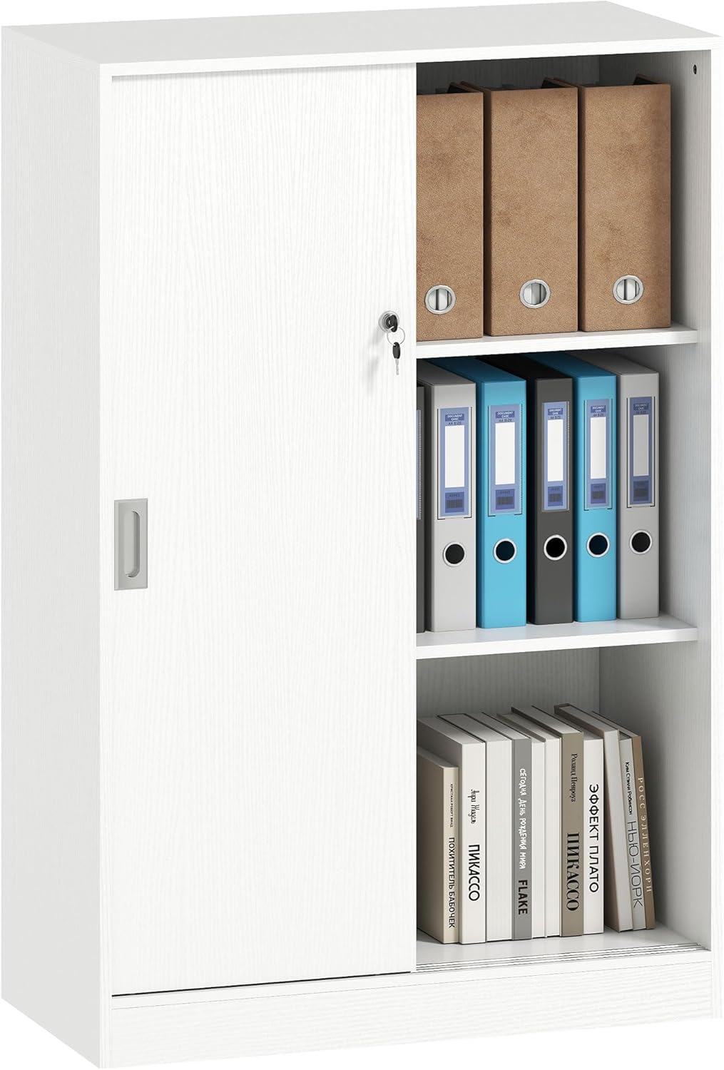Armadietto Vinsetto, 80 × 40 × 120 cm, Bianco, 3 ripiani, per ufficio