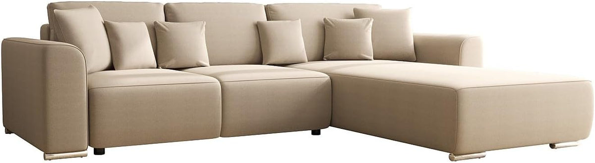 Divano letto Vente-unique MELTANA, 293 × 195 × 84 cm, tessuto, Beige, trasformabile, con braccioli, sfoderabile, per soggiorno