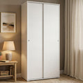 Armadio guardaroba Dmora, 45 × 195 cm, 2 ante, 4 ripiani, Bianco, per camera da letto