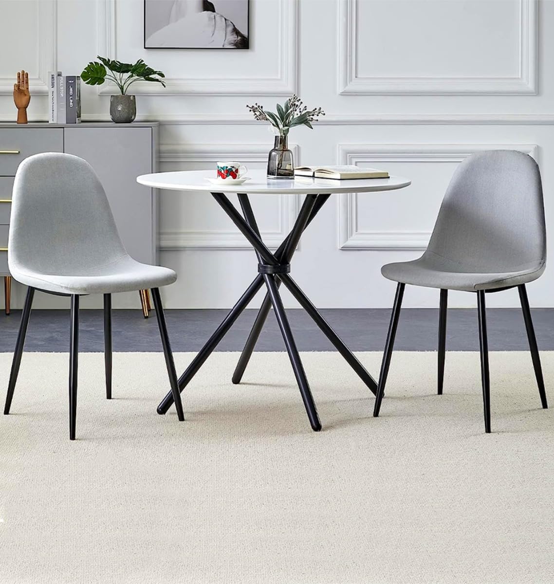 Hallowood Furniture Set da pranzo, 2 pezzi, Grigio, metallo, tessuto, per ufficio