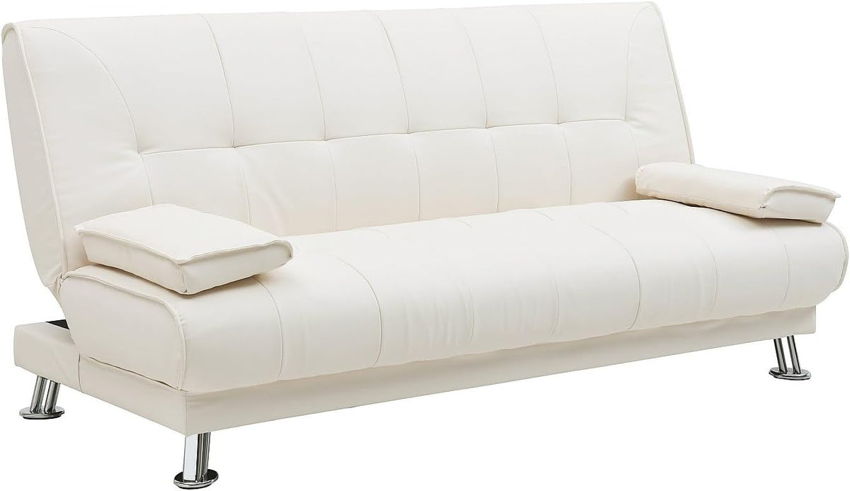 Divano letto Vente-unique MAXIME, similpelle, Bianco, regolabile, imbottito, per soggiorno