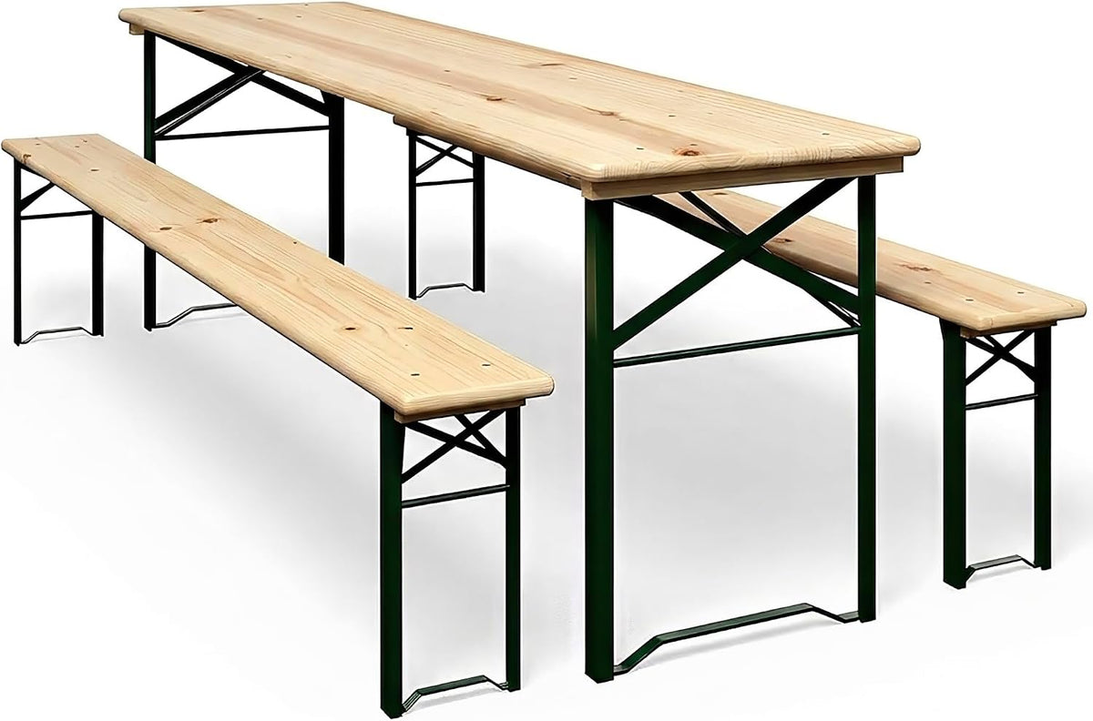 Set tavolo e panche Il Gruppone Passione Casa, XL 8, pieghevole, 200 × 70 cm, 3 pezzi, 8 posti, legno, per giardino e terrazzo
