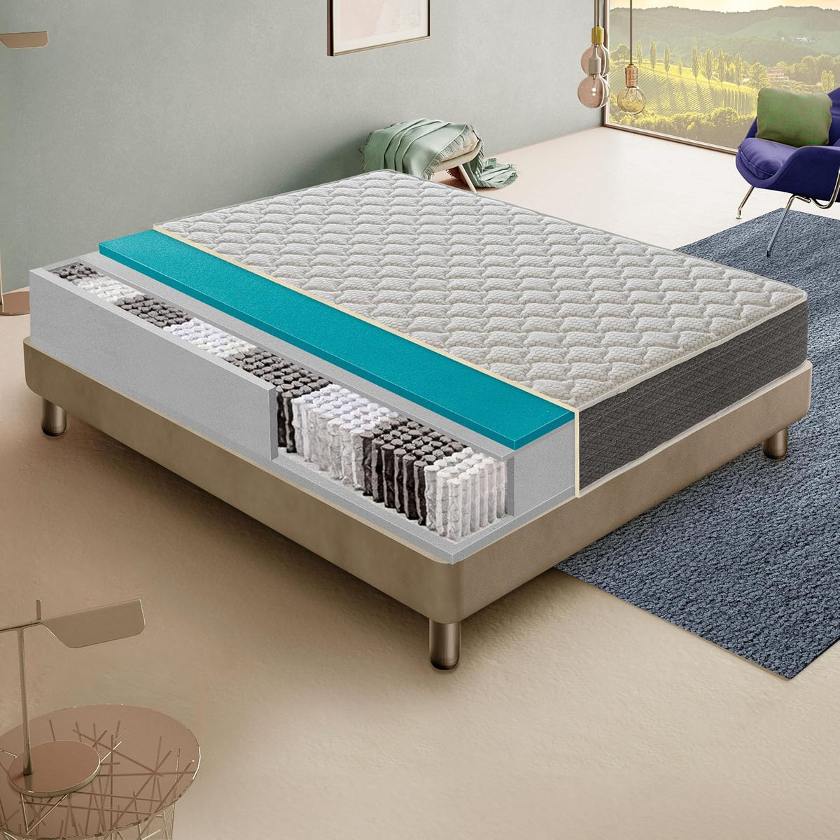 Materasso materassi e doghe, 120 × 200 cm, memory foam, ergonomico, ortopedico, per camera da letto