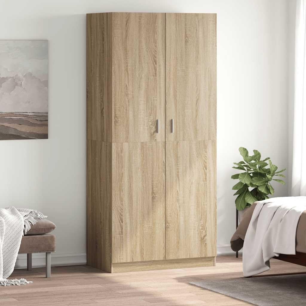 Versear Armadio guardaroba, 2 ante, 90 × 52 × 200 cm, Rovere, legno, con ante scorrevoli, per camera da letto