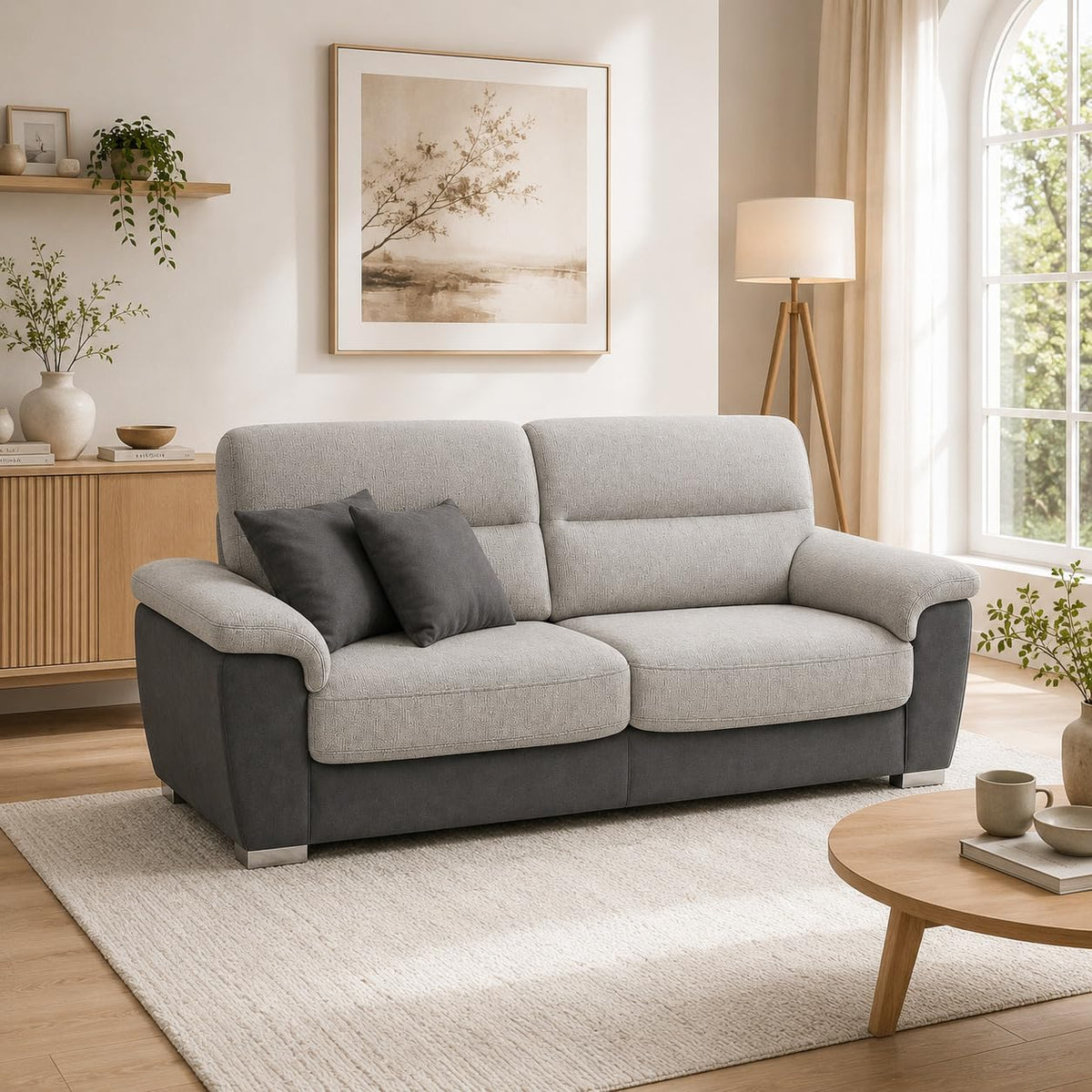 Divano Domo Mea, 210 × 97 × 95 cm, Antracite, 3 posti, tessuto, per soggiorno