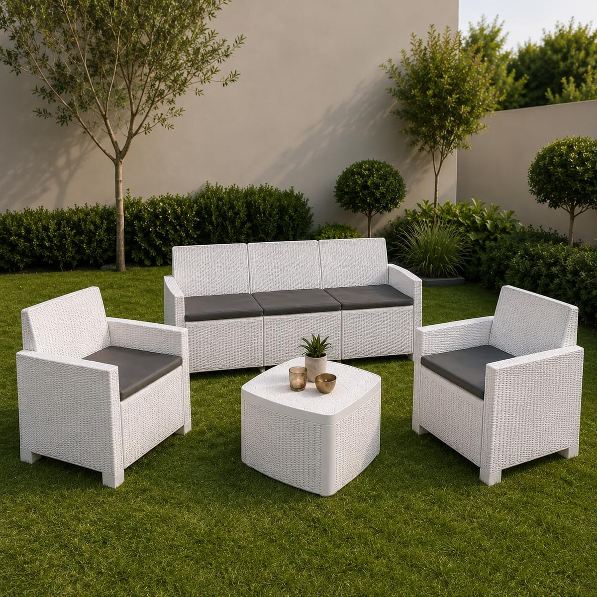 Set da pranzo da giardino MA MAISON, 5 posti, 2 poltrone, 72 × 66 × 74 cm, 185 × 66 × 74 cm, rattan, sfoderabile, per giardino e terrazzo
