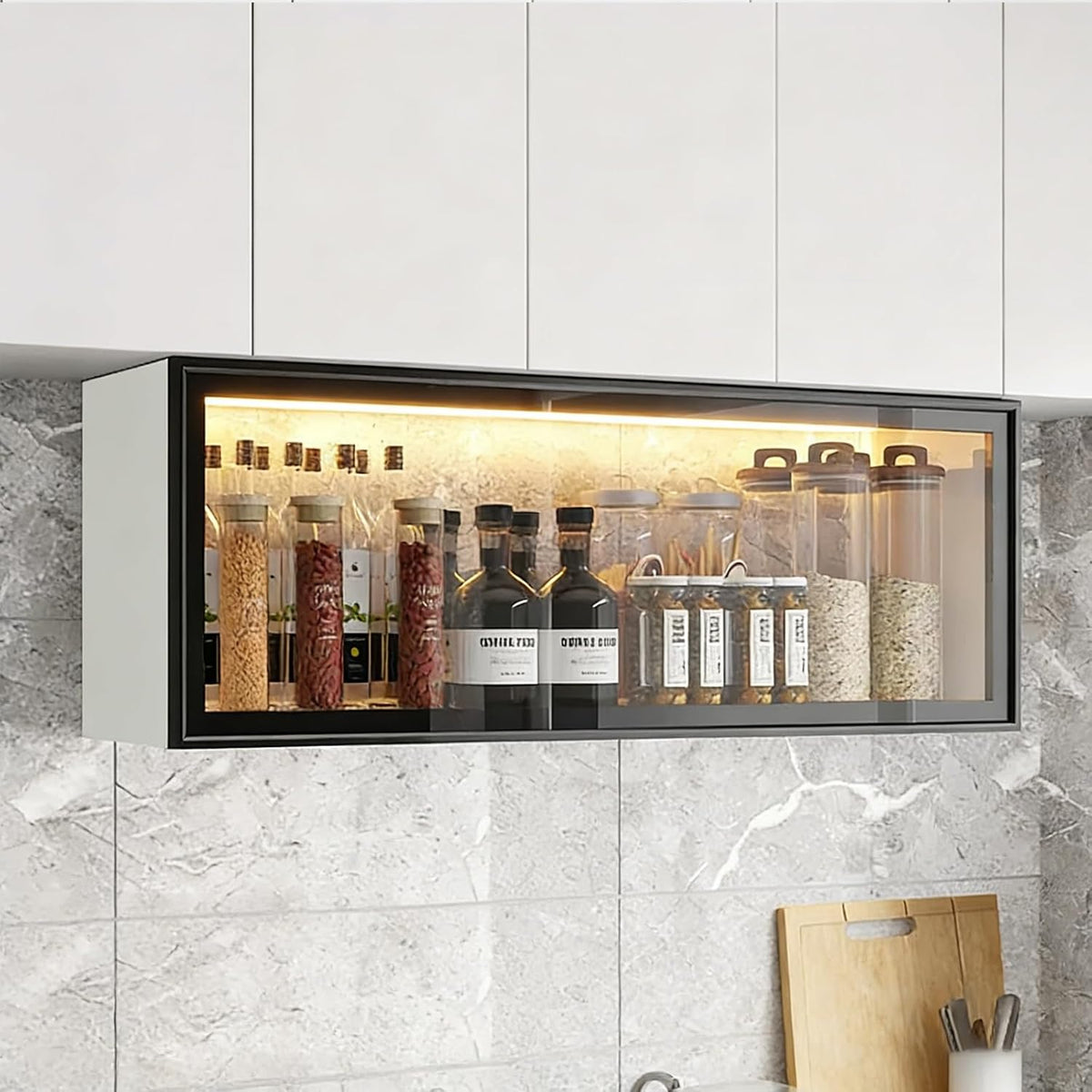 Tqoiozxa Mobile da bagno, 19.6IN, 50 cm, alluminio, vetro, per bagno