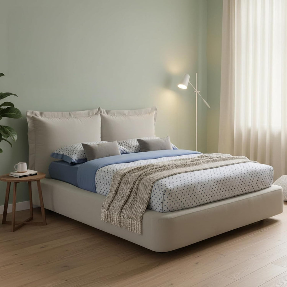 Talamo Italia Letto, Cornelia, matrimoniale, 160 × 190 cm, Beige, tessuto, con contenitore, apertura frontale, per camera da letto