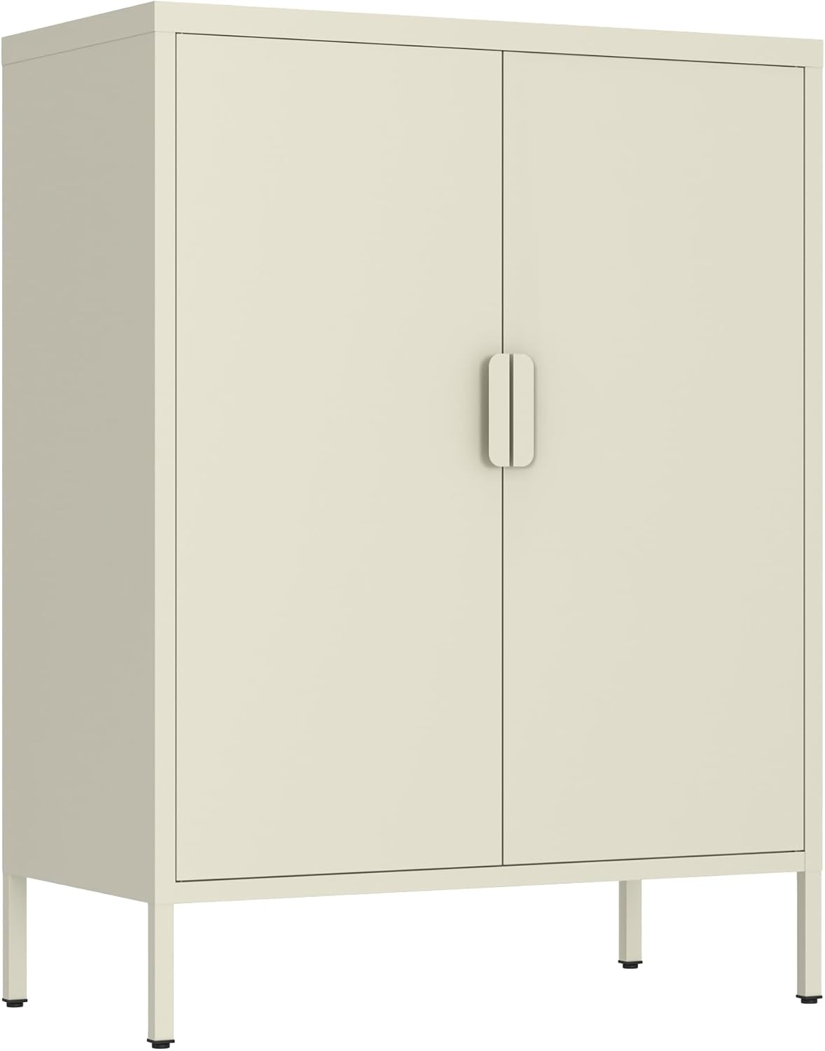 Credenza Brigros, 80 × 38 × 100 cm, Avorio, 2 ante, 3 ripiani, metallo, per soggiorno e sala da pranzo