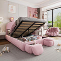 Soweiz Letto, matrimoniale, 140 × 200 cm, Rosa, velluto, regolabile, imbottito, per camera da letto