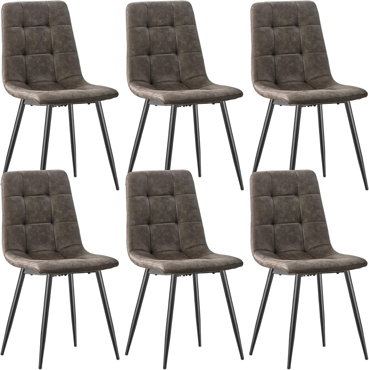 Set di sedie da pranzo JIJIAN, 6 sedie, Marrone, tessuto