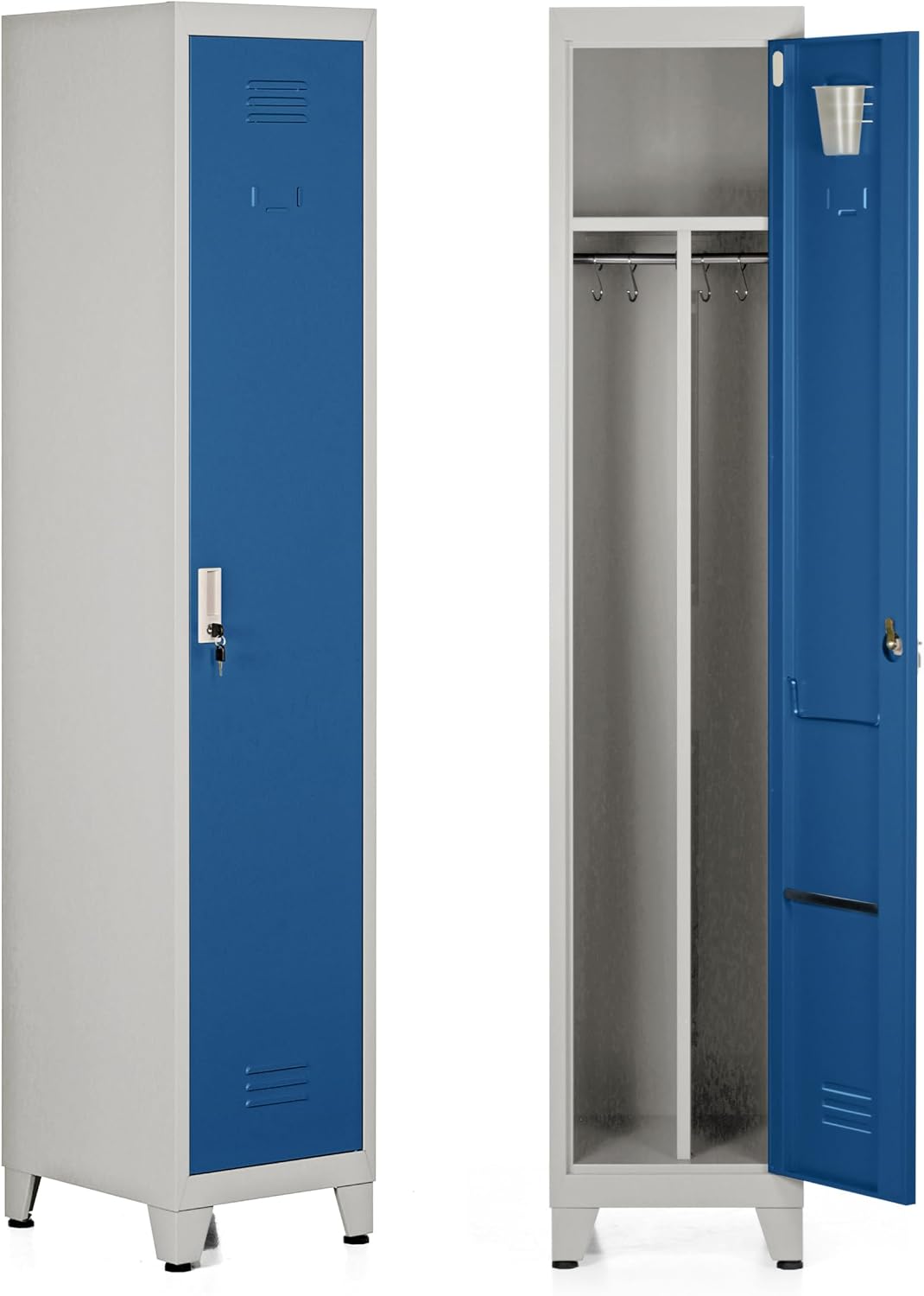 Armadio Brigros, 180 × 45 × 38 cm, Blu, 3 scomparti, metallo