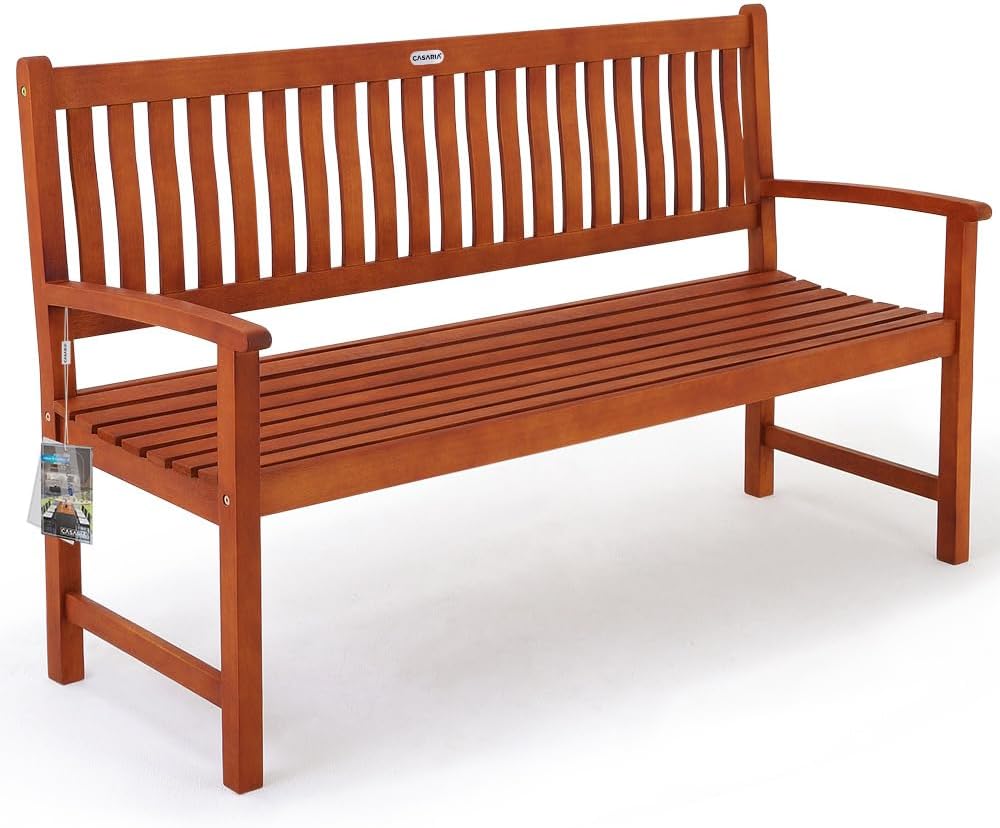 CASARIA Panca, 2 posti, 120 × 90 × 58 cm, legno, per giardino e terrazzo