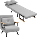 Divano letto HOMCOM, 63 × 73 × 81 cm, acciaio, velluto, Grigio chiaro, trasformabile, con funzione letto, reclinabile, regolabile, pieghevole